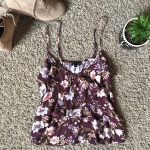 Burgundy American eagle ruffle tank